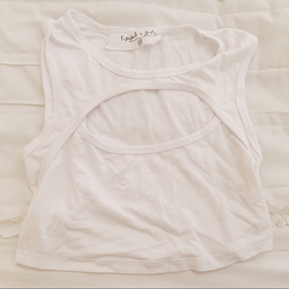 Emma & Sam White Cutout Cropped Tank